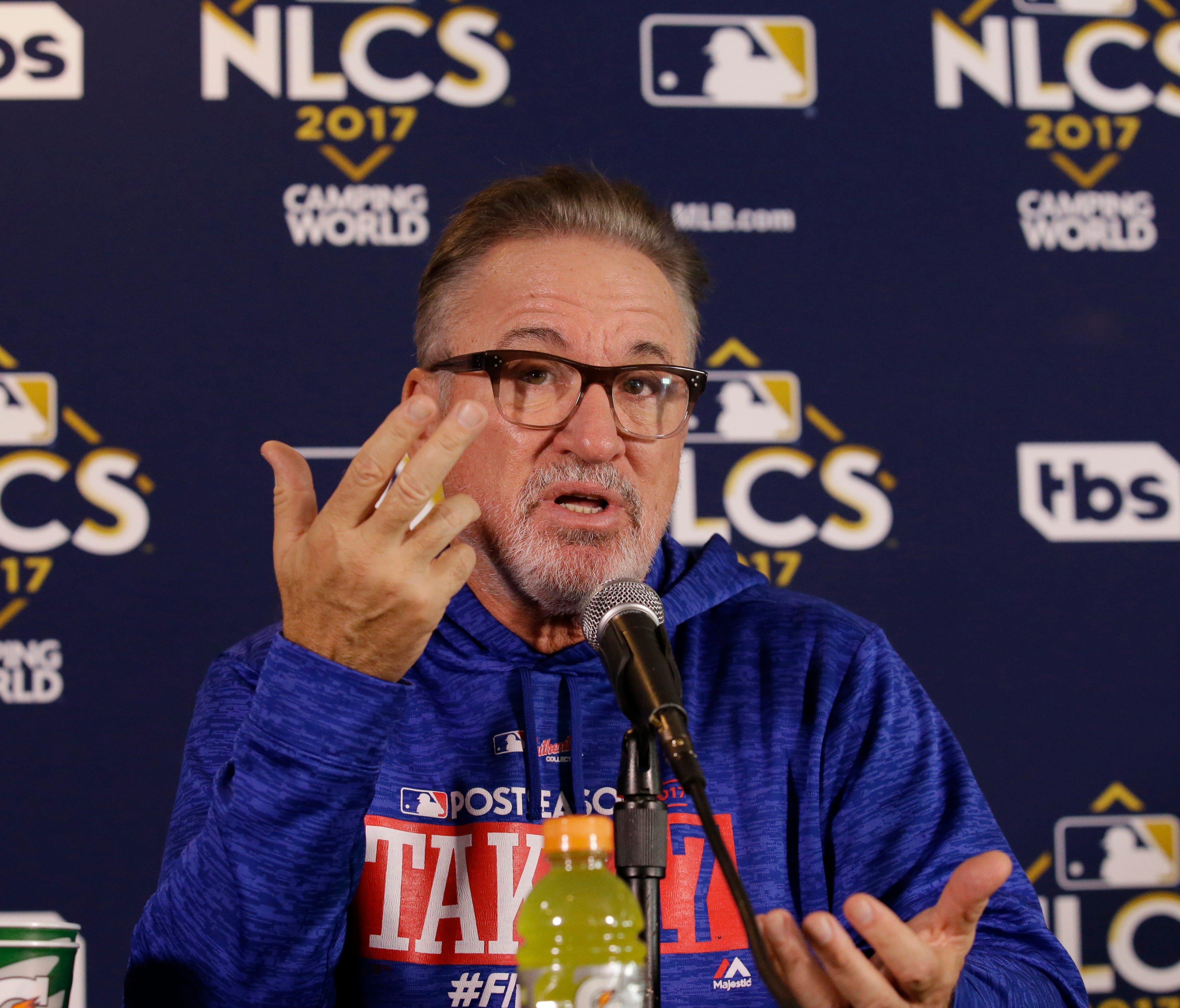 Cubs manager Joe Maddon talks at a news conference in Chicago on Monday.
