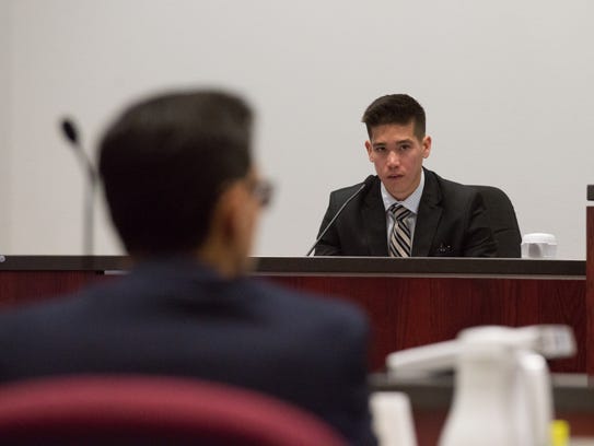 Defendant Steven Jones sits as Nicholas Piring testifies