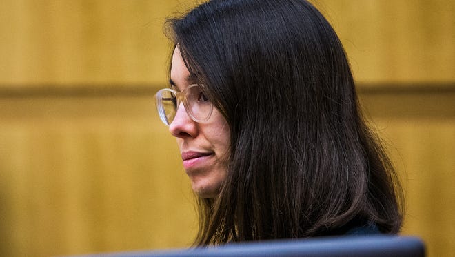Jodi Arias listens in the Maricopa County Superior Court room of Judge Sherry Stephens in Phoenix, Wednesday, October 22, 2014, as the penalty phase retrial continues. Arias was found guilty of first degree murder in the death of former boyfriend Travis Alexander, but the jury hung on the penalty phase, life in prison or the death sentence.