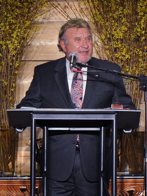 Wichita Falls businessman Harry Patterson speaks recently at a fundraising dinner for the Lake Wichita Restoration Project. Patterson, a Vietnam veteran,  committed to a $500,000 total contribution for the Veterans Memorial Plaza at Lake Wichita.