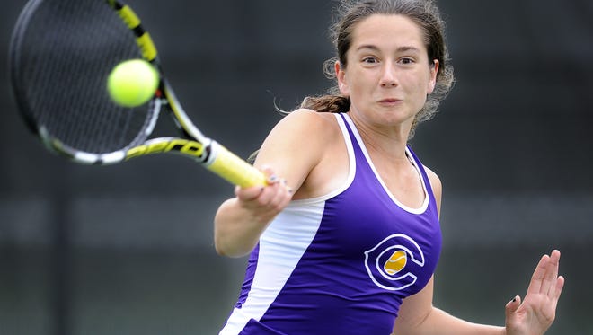 Clarksville's Sofia Phillips returns a shot during her match against a Hardin County player in the TSSAA Spring Fling Championships last year in Murfreesboro. Phillips returns to state this week in the 3A singles tournament. She'll compete Thursday.