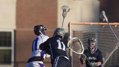 Rumson-Fair Haven's Colin Pavluk (left) puts in a fourth quarter goal against Manasquan in the 2016 SCT final.