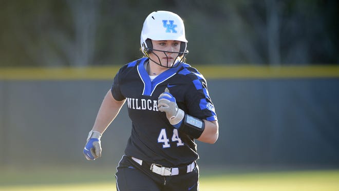 Kentucky freshman Gabi Deters runs to third base during a game against Detroit Mercy on Feb. 29 in Longwood, Fla. Deters, a Bowling Green native, is transferring to Missouri, where she will have four seasons of eligibility remaining but must redshirt the 2021 season.