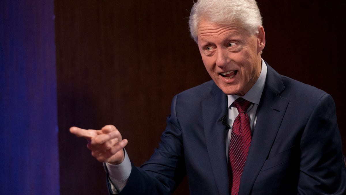 Bill Clinton and James Patterson (not pictured), who have co-authored a mystery novel, "The President is Missing," talk to USA TODAY's Susan Page.