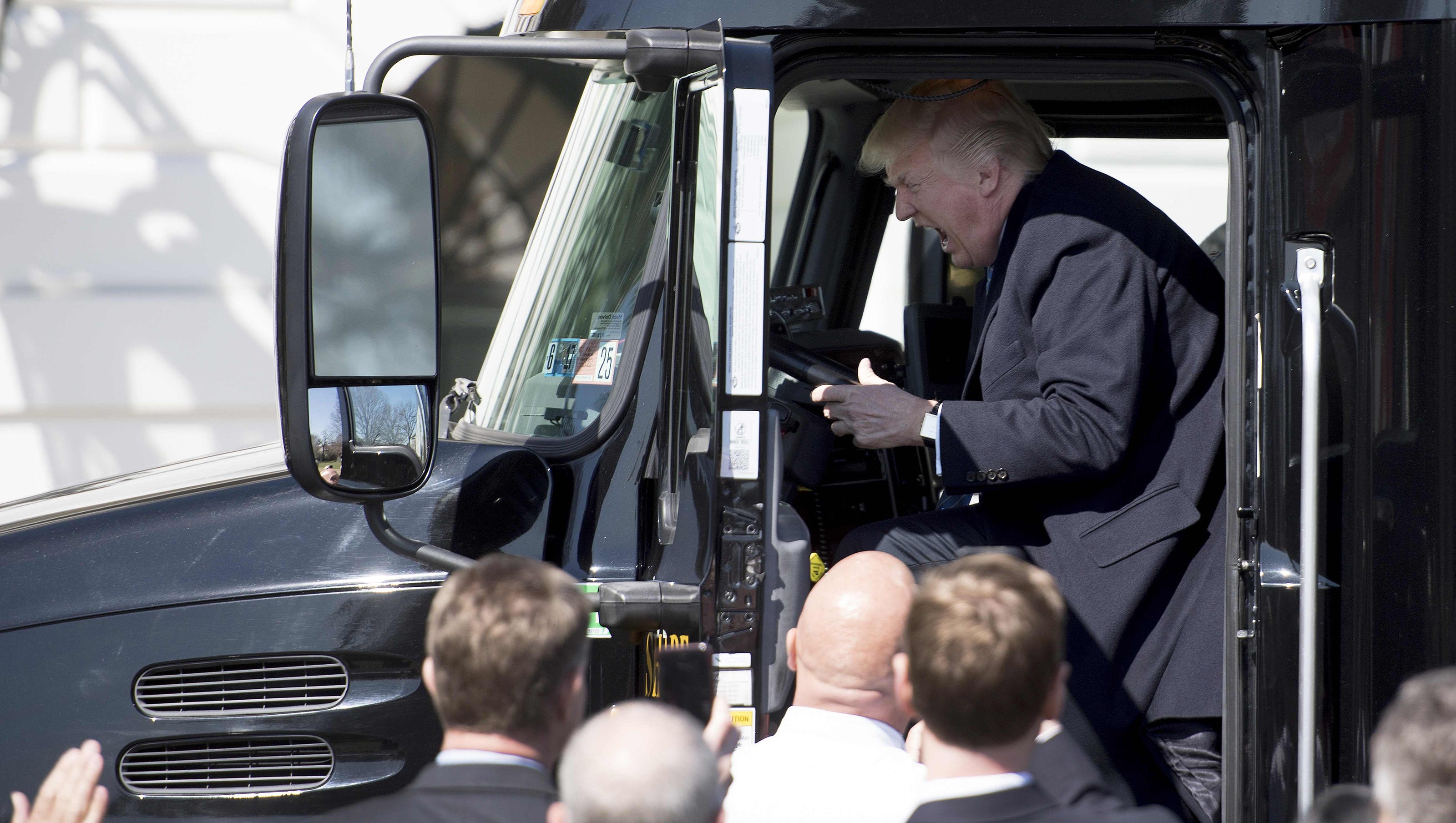 See President Trump do his best trucker impression