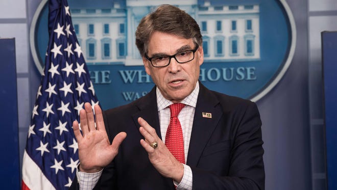 Energy Secretary Rick Perry speaks at the press briefing at the White House in Washington, DC, on June 27, 2017.