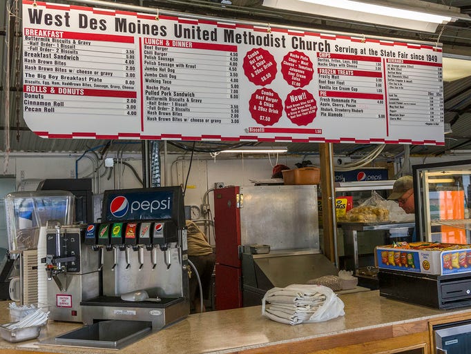 The menu at the West Des Moines Methodist Church food