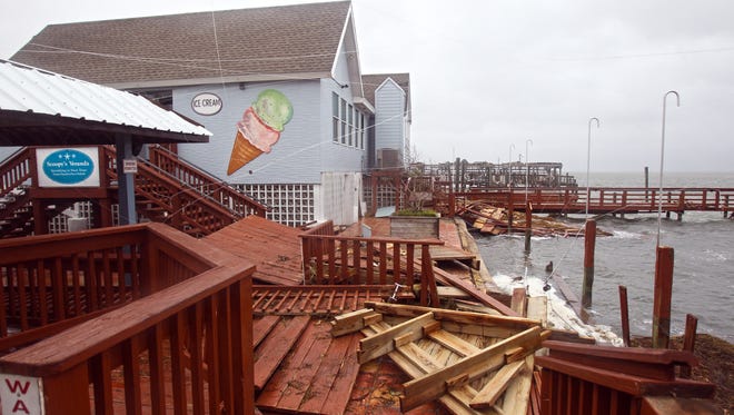 Harvey's raging waters destroyed the back docks of Snoopy's Pier and Scoopy's ice cream shop under the JFK Causeway.