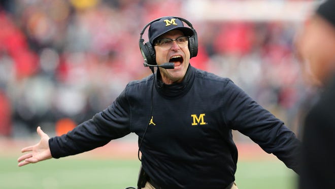 Michigan coach Jim Habrbaugh was not happy with the officiating in Saturday's loss to Ohio State.