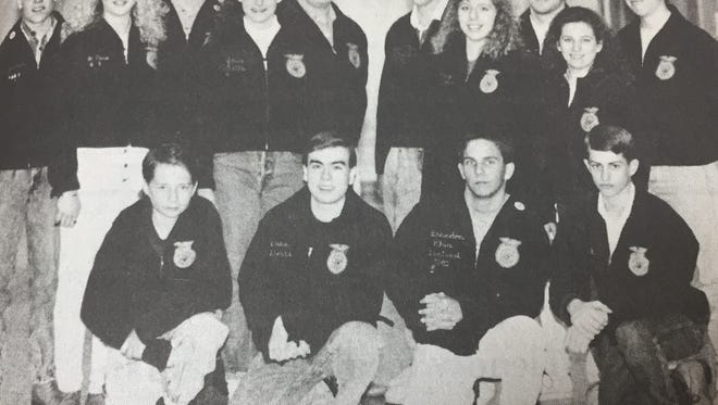 These Union County FFA members were winners in a regional speech competition held in April 1992. Back row from left, Jay Welden, Mark Gough, Cory Thomas, Brad Clements, Ryan White and Joe Nalley. Middle row, Shiela Thomas, Jama Wells, Carrie Stenger and Heather Brown. Front row, Billy Wilson, Jeremy White, Brandon Rhea and Joe Thomas.
