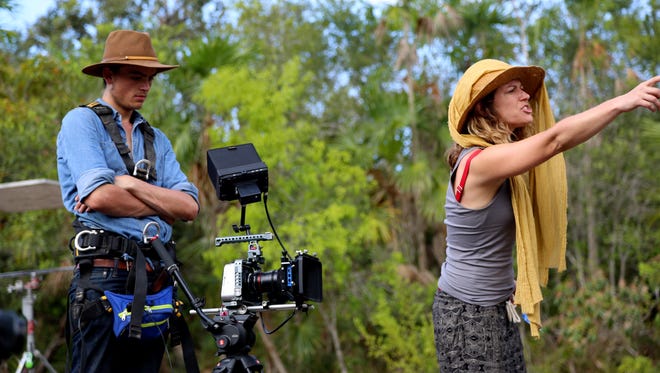 Iliana Lapid, right, NMSU CMI professor and director of "Yochi" on the set of the film with cinematographer Robert Dugan. Dugan is in Tunisia representing the film at the EcoFestival May 2-14.