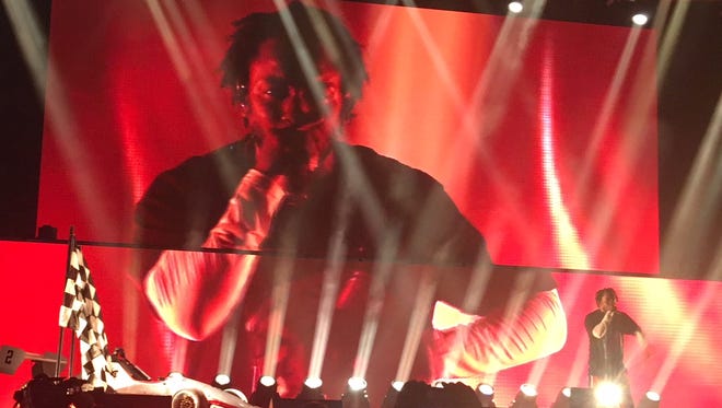 Kendrick Lamar performs at Ak-Chin Pavilion in Phoenix on Monday, May 14.