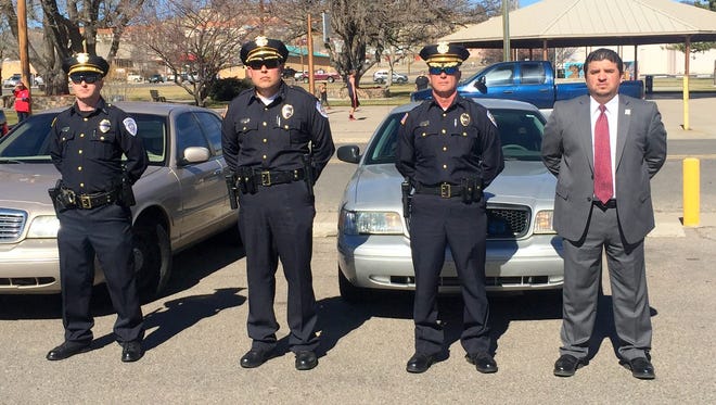 From left, are Lieutenant James Cruzan, Captain Fred Portillo, Chief Ed Reynolds and Captain Ricky Villalobos of the Silver City Police Department.