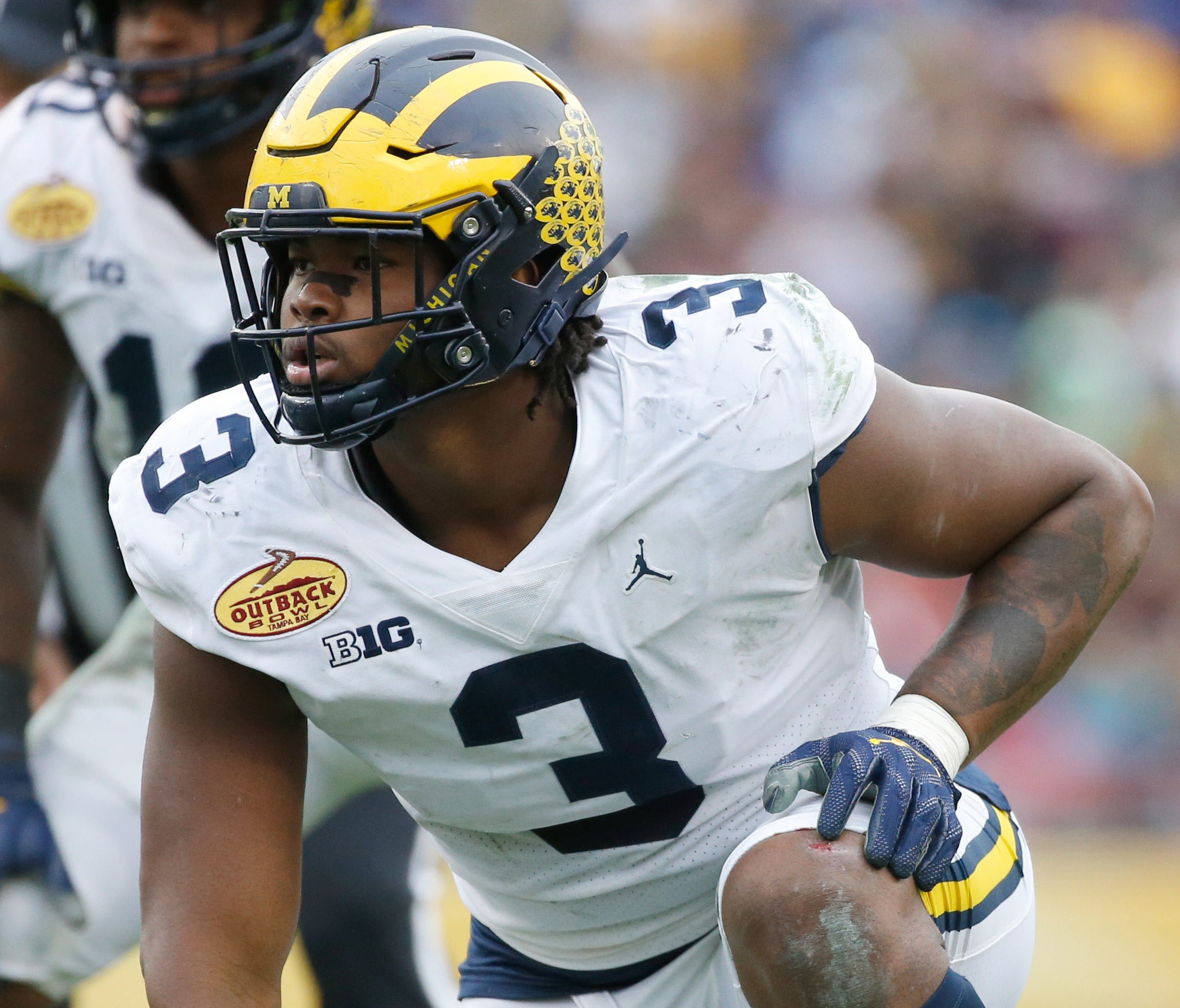 Michigan Wolverines defensive lineman Rashan Gary (3) during the second half of the 2018 Outback Bowl at Raymond James Stadium.