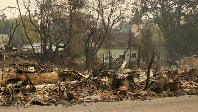 A general view after fire damage in Glen Ellen, Calif.