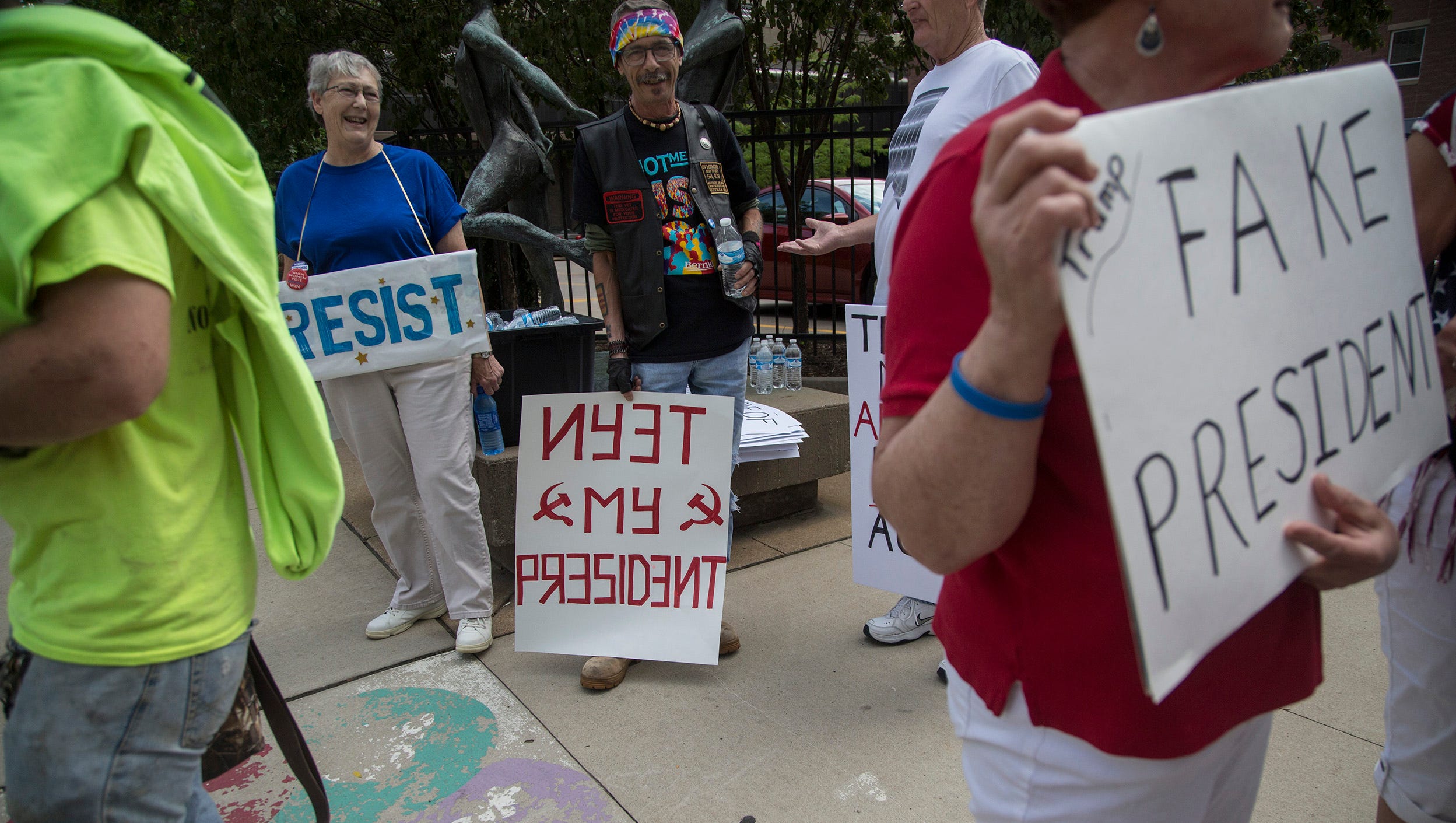 Protesters rally outside Trump event in Iowa
