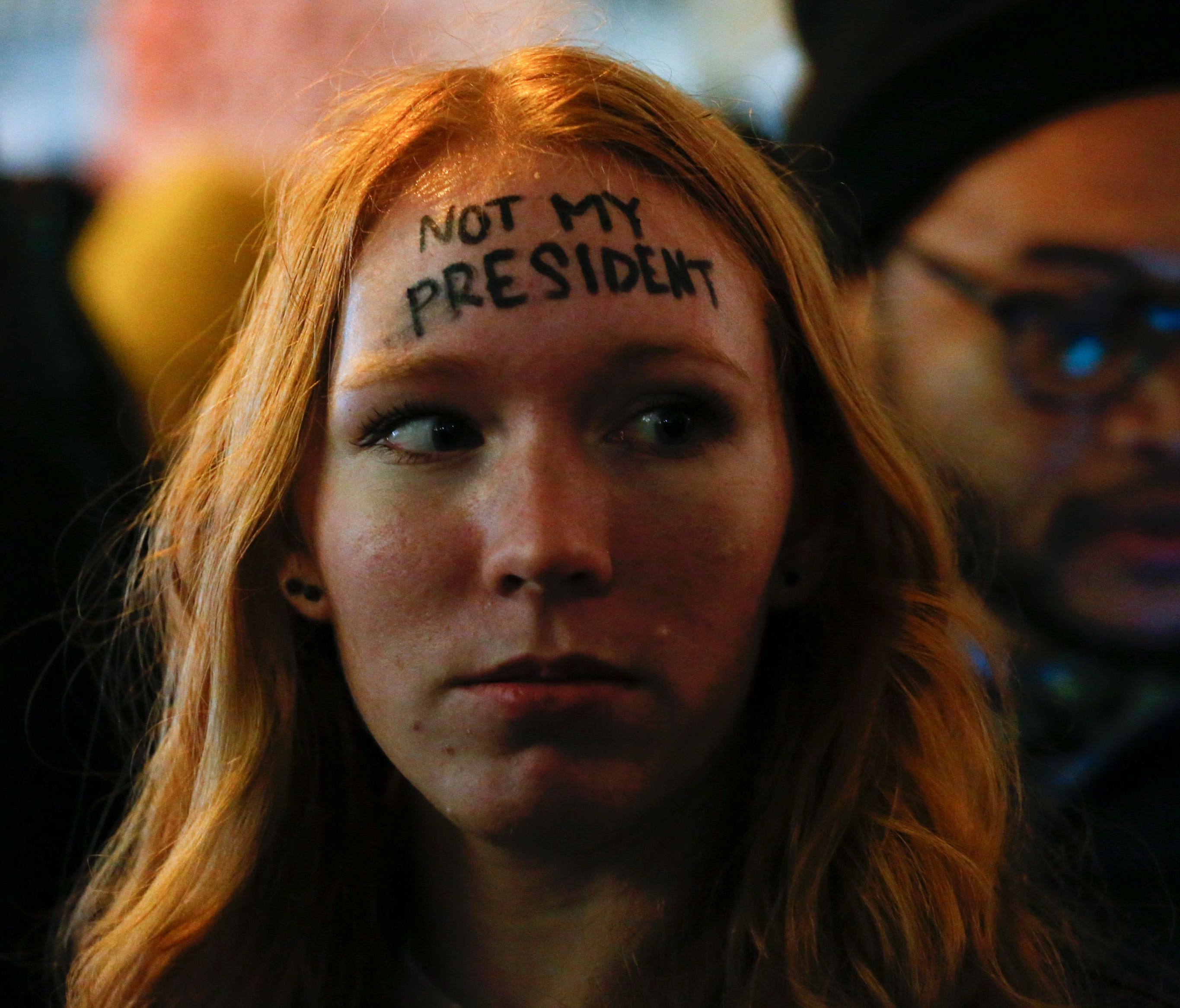 A woman protests Donald Trump in front of Trump Tower in New York on Nov. 10, 2016.