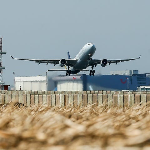 A Brussels Airlines plane takes off at Brussels Ai