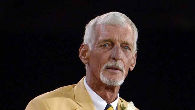 Ray Guy at the 2014 Pro Football Hall of Fame Enshrinement at Fawcett Stadium.