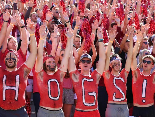 Arkansas Razorbacks fans prior to the game against