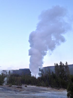 Steamboat Geyser in Yellowstone National Park, seen here in 2013, has gone off for the fourth time in seven weeks. It has gone as long as nine years between eruptions.