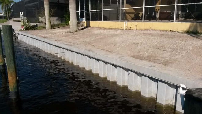 An example of corrugated, vinyl sea wall, included in a presentation Public Works Director Paul Clinghan gave to council last week. Council voted Tuesday to allow the corrugated sea wall after revisiting a previous vote.