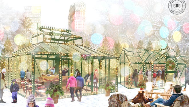 Rendering of vendor spaces to come during Detroit's upcoming winter holiday market