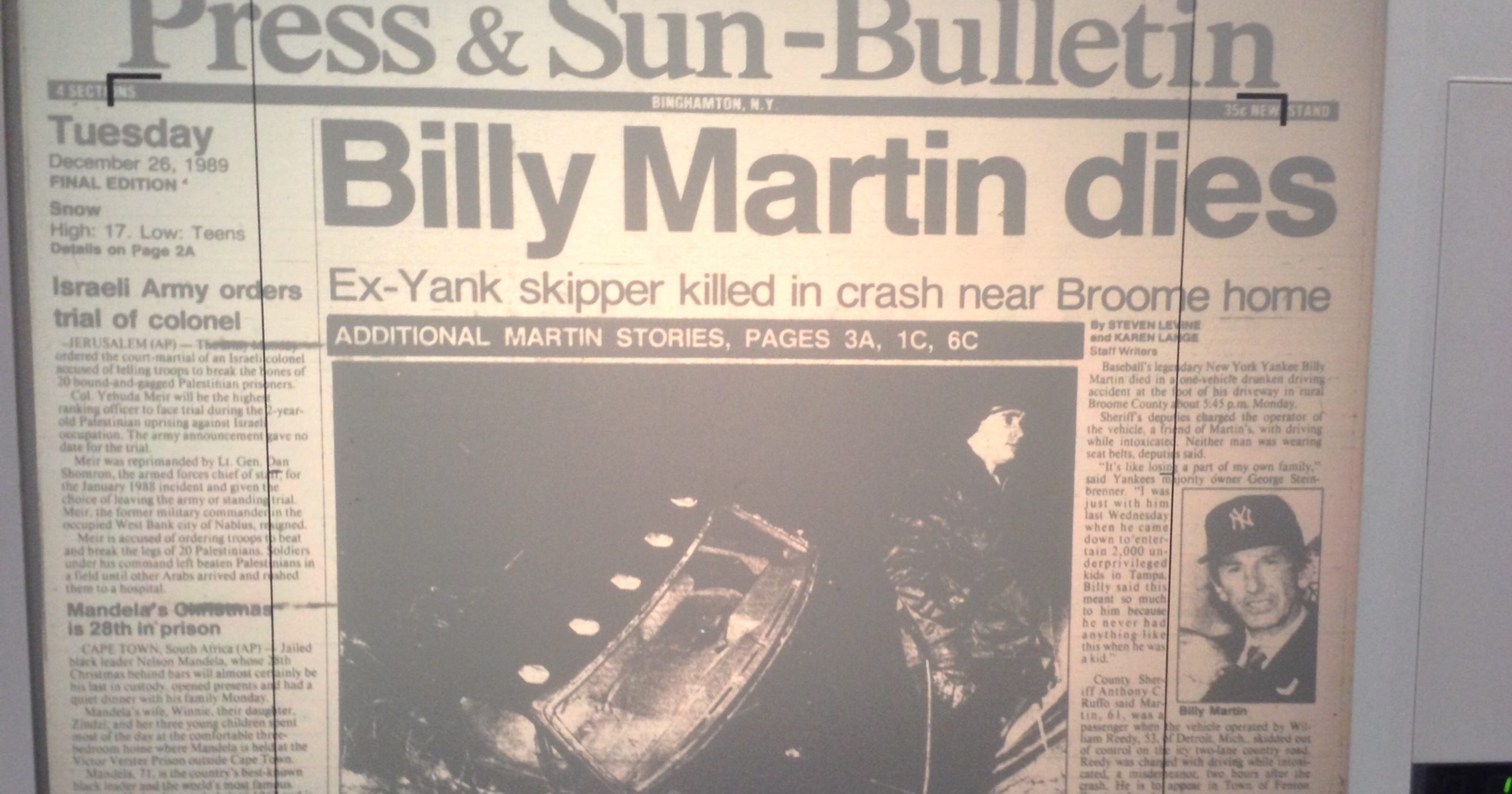 Image result for Billy Martin car wreck