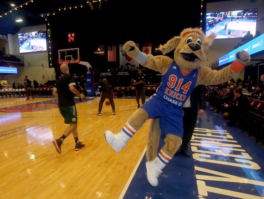 Dan Bova sweats it out as Westchester Knicks mascot for a ...