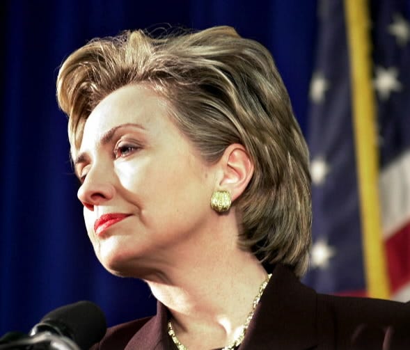 Hillary Clinton at a New York press conference in 1999.