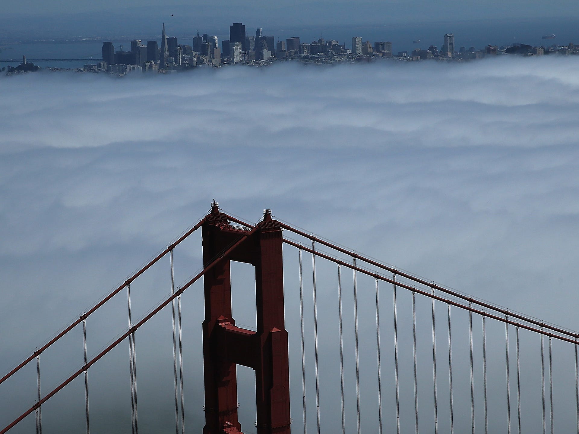 The Golden Gate Bridge On A Foggy Day