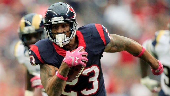 Texans running back Arian Foster has 714 yards and two touchdowns this season.
