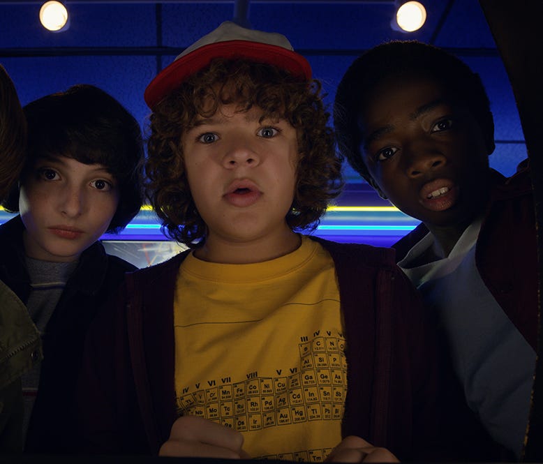 Noah Schnapp as Will, Finn Wolfhard as Mike, Gaten Matarazzo as Dustin and  Caleb McLaughlin as Lucas on 'Stranger Things.'