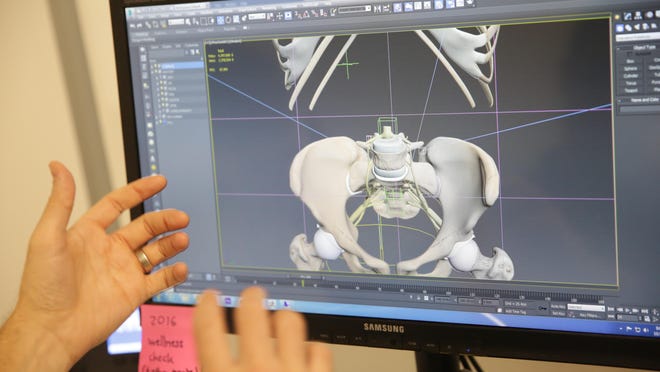 Arthrex 3D Animation Supervisor Patrick Eckhold works on animations at the Arthrex offices in Naples in October.
