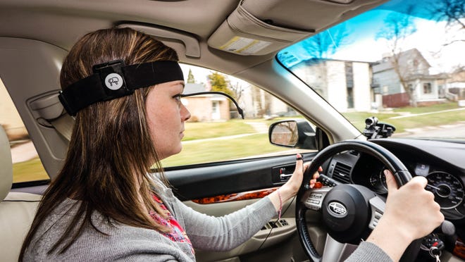 A driver is at the wheel during distracted driving tests in March 2014 in Salt Lake City, Utah.