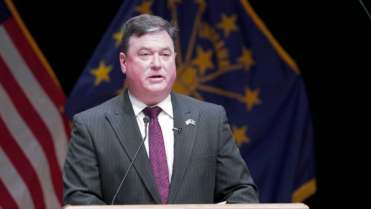 Indiana Attorney General Todd Rokita speaks Jan. 11 in Indianapolis.