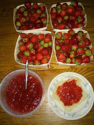 Last week Lovina made eight pints of strawberry jam, which is tasty on top of the homemade bread that daughter Lovina, age 14, made this week.