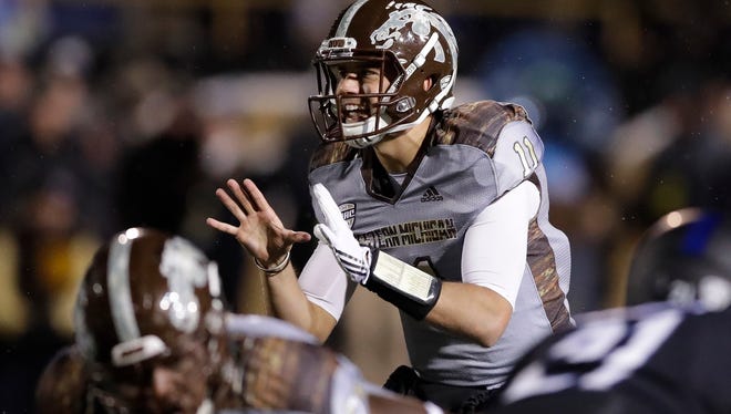 Western Michigan quarterback Zach Terrell waits on the snap during the second half of an NCAA college football game against Buffalo , Saturday, Nov. 19, 2016 in Kalamazoo, Mich.