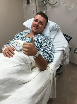 Stigall, shown here before surgery on April 9, 2016.
