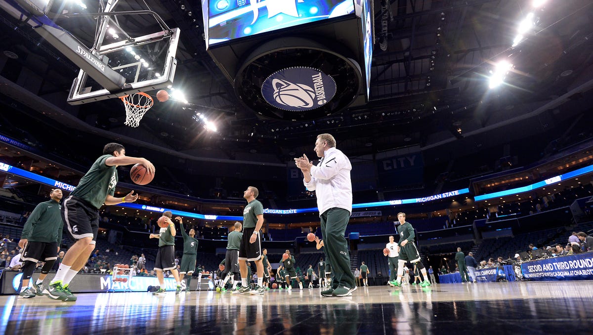 MSU NCAA men's basketball practice in North Carolina