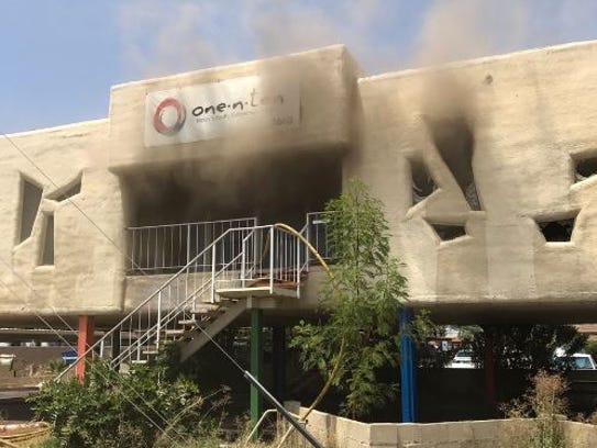 A fire broke out at the former headquarters of one.n.ten,
