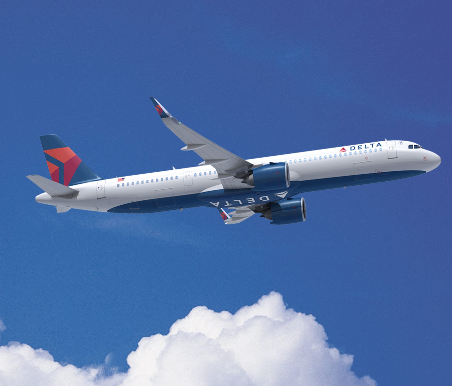 This undated image provided by Delta shows an Airbus A321neo in the colors of Delta Air Lines.