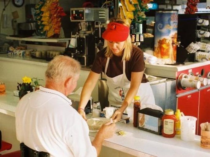 A diner is served at the West Des Moines Methodist