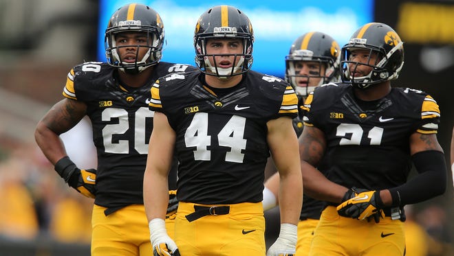 Iowa lost linebackers Christian Kirksey (20), James Morris (44) and Anthony Hitchens to the NFL this spring.