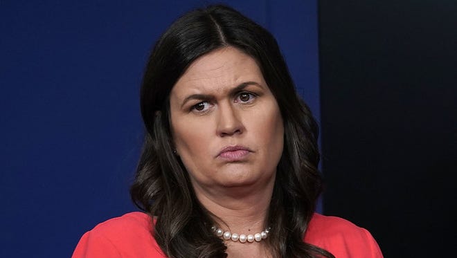 White House Press Secretary Sarah Sanders listens during a White House daily news briefing on June 5, 2018.