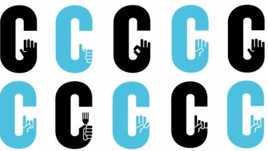 Covington's new logo is a 'C' that ends in various happy hand gestures.