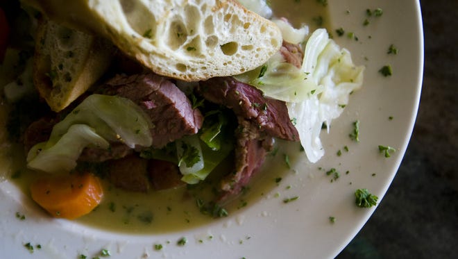 Corned beef and cabbage, like this dish at McNally's, is traditional Irish fare.