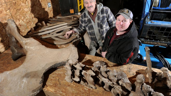 Bellevue officials want to establish a local museum where the mastodon bones found two years ago by Eric Witzke, left, and Dan LaPoint, right, can be displayed.