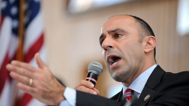 Congressman Jimmy Panetta (D-Calif.) speaks during a packed immigration town hall on Sunday at Hartnell College in Salinas. 
