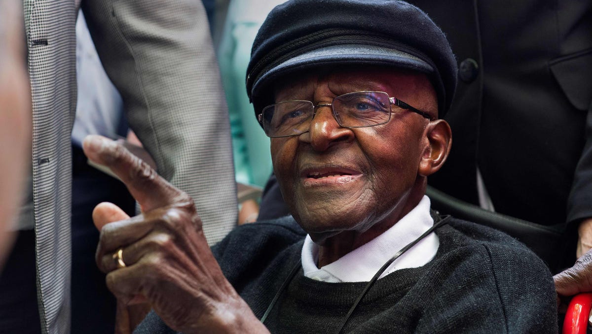 In this file photo taken on October 7, 2016 South African retired Anglican archbishop and anti-apartheid icon Desmond Tutu is pictured during a tea party held to mark his 85th birthday in Cape Town.